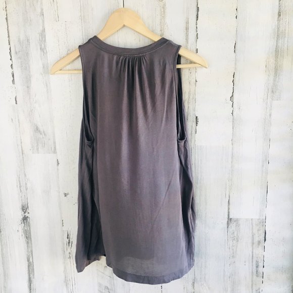 Three Dots Gray Black Loose Tissue Jersey Tank Top - Picture 5 of 6